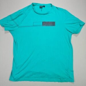 HUGO BOSS T Shirt Teal Turquoise Geometric Graphic Logo Print Mens XXL